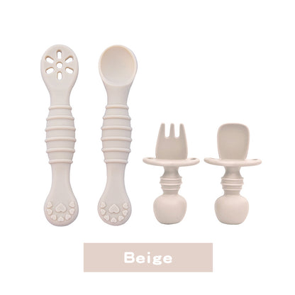 Cross-border Hot-selling Baby Spoons, Baby Food Supplement Tableware, Anti-choking Silicone Spoons & Forks for Feeding Liquid Food, In Stock Wholesale