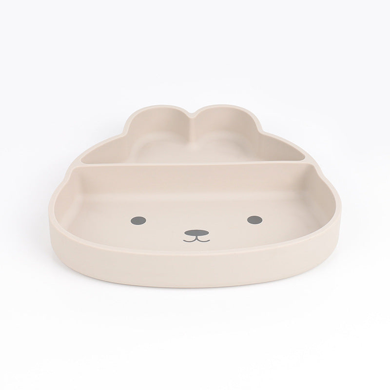 Cute Bunny Silicone Suction Plate for Baby, Divided Toddler Feeding Plate, Food-Grade Silicon Baby Dish for Self Feeding, BPA Free