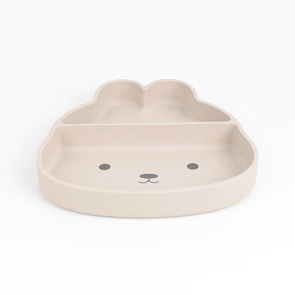 Cute Bunny Silicone Suction Plate for Baby, Divided Toddler Feeding Plate, Food-Grade Silicon Baby Dish for Self Feeding, BPA Free