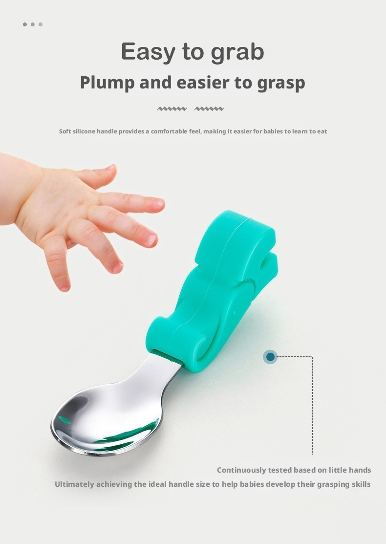 Short‑Handle 304 Stainless Steel Baby Spoon Fork Set, Boil‑Safe Toddler Utensils for Baby Food