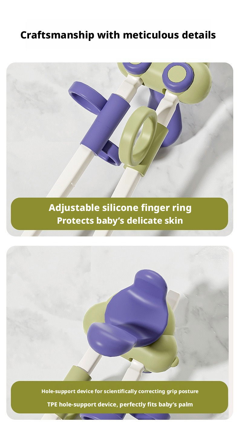 Food‑Grade Kids Training Chopsticks, 3‑Position Adjustable Palm Grip Learning Chopsticks for 2‑6 Years Old Toddlers