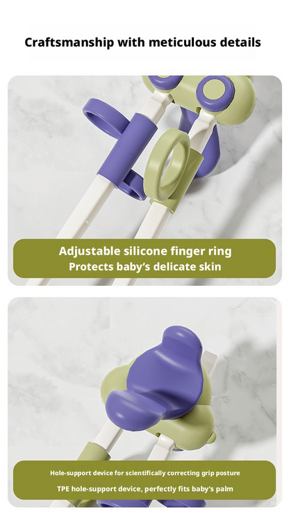 Food‑Grade Kids Training Chopsticks, 3‑Position Adjustable Palm Grip Learning Chopsticks for 2‑6 Years Old Toddlers