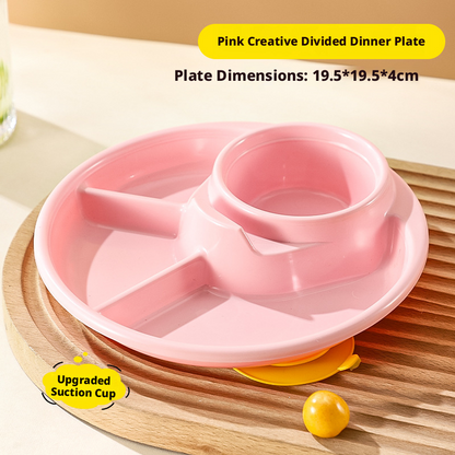 Wheat Straw Plastic Divided Plate, Unbreakable Kids Compartment Tray, Portable Separate Food Plate for Home Picnic