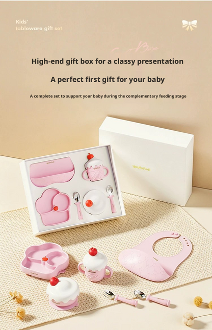 Food Grade Silicone Baby Tableware Gift Box for Newborn Full Moon 1st Birthday