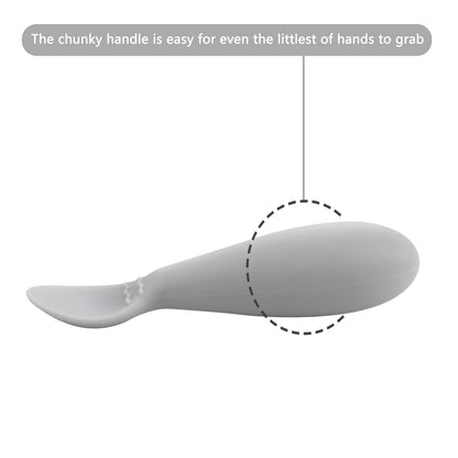 Cross-border Hot-selling Silicone Baby Soft Spoons, Food-grade Kids Fat-shaped Fork and Spoon for Complementary Feeding