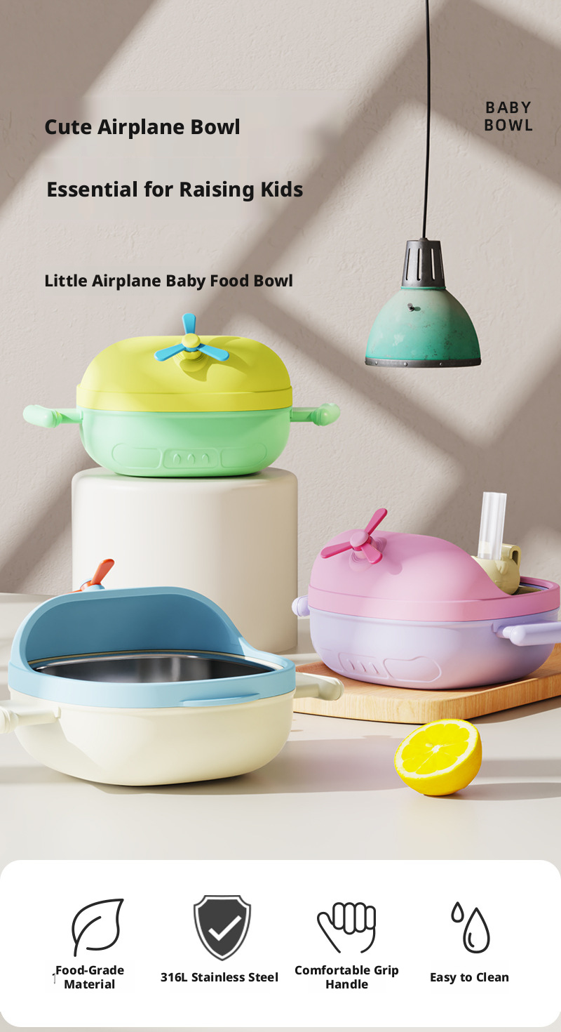 316 Stainless Steel Suction Baby Bowl, Shatterproof Toddler Self‑Feeding Tableware