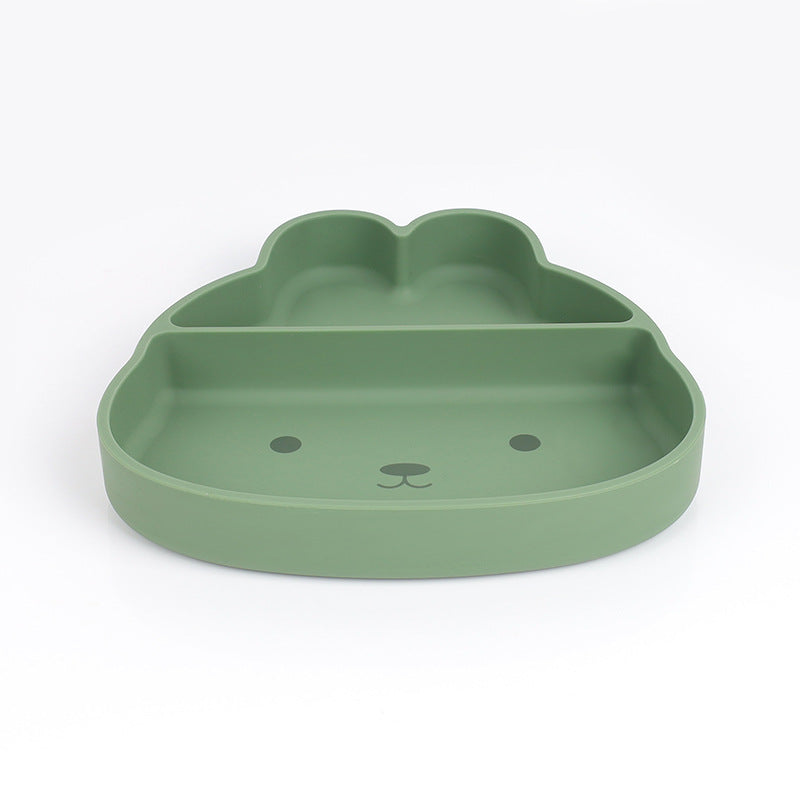 Cute Bunny Silicone Suction Plate for Baby, Divided Toddler Feeding Plate, Food-Grade Silicon Baby Dish for Self Feeding, BPA Free