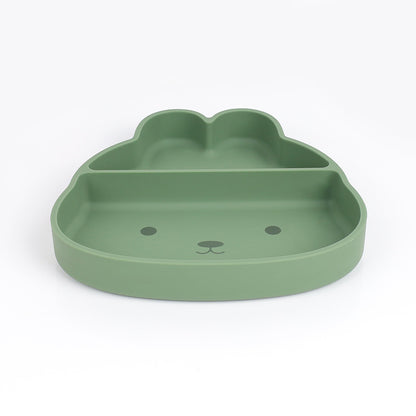Cute Bunny Silicone Suction Plate for Baby, Divided Toddler Feeding Plate, Food-Grade Silicon Baby Dish for Self Feeding, BPA Free