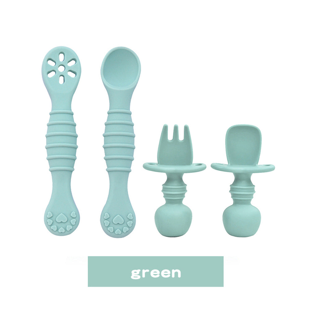 Cross-border Hot-selling Baby Spoons, Baby Food Supplement Tableware, Anti-choking Silicone Spoons & Forks for Feeding Liquid Food, In Stock Wholesale