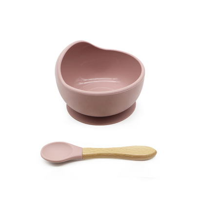 Baby Silicone Bowl & Spoon Set, Anti‑Drop Suction Training Feeding Set for Self‑Feeding