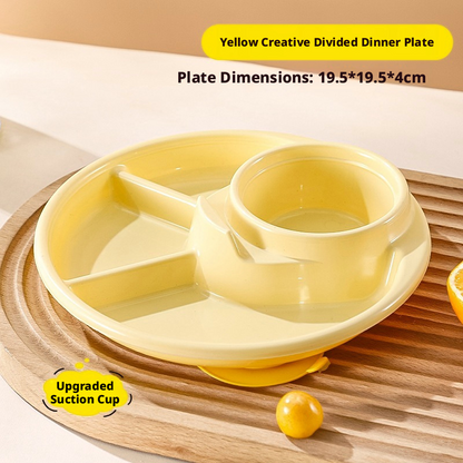 Wheat Straw Plastic Divided Plate, Unbreakable Kids Compartment Tray, Portable Separate Food Plate for Home Picnic