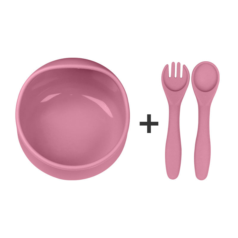 Large Snail-shaped Silicone Baby Bowl, Children Tableware Set including Anti-slip Suction Food Bowl, Baby Fork & Spoon and Silicone Plate
