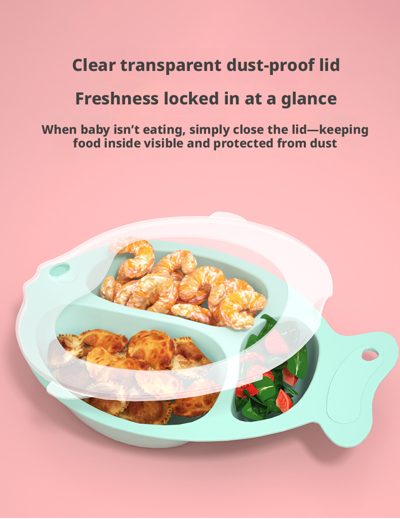 Fish‑Shaped Baby Divided Plate, Drop‑Resistant Creative Toddler Feeding Tableware