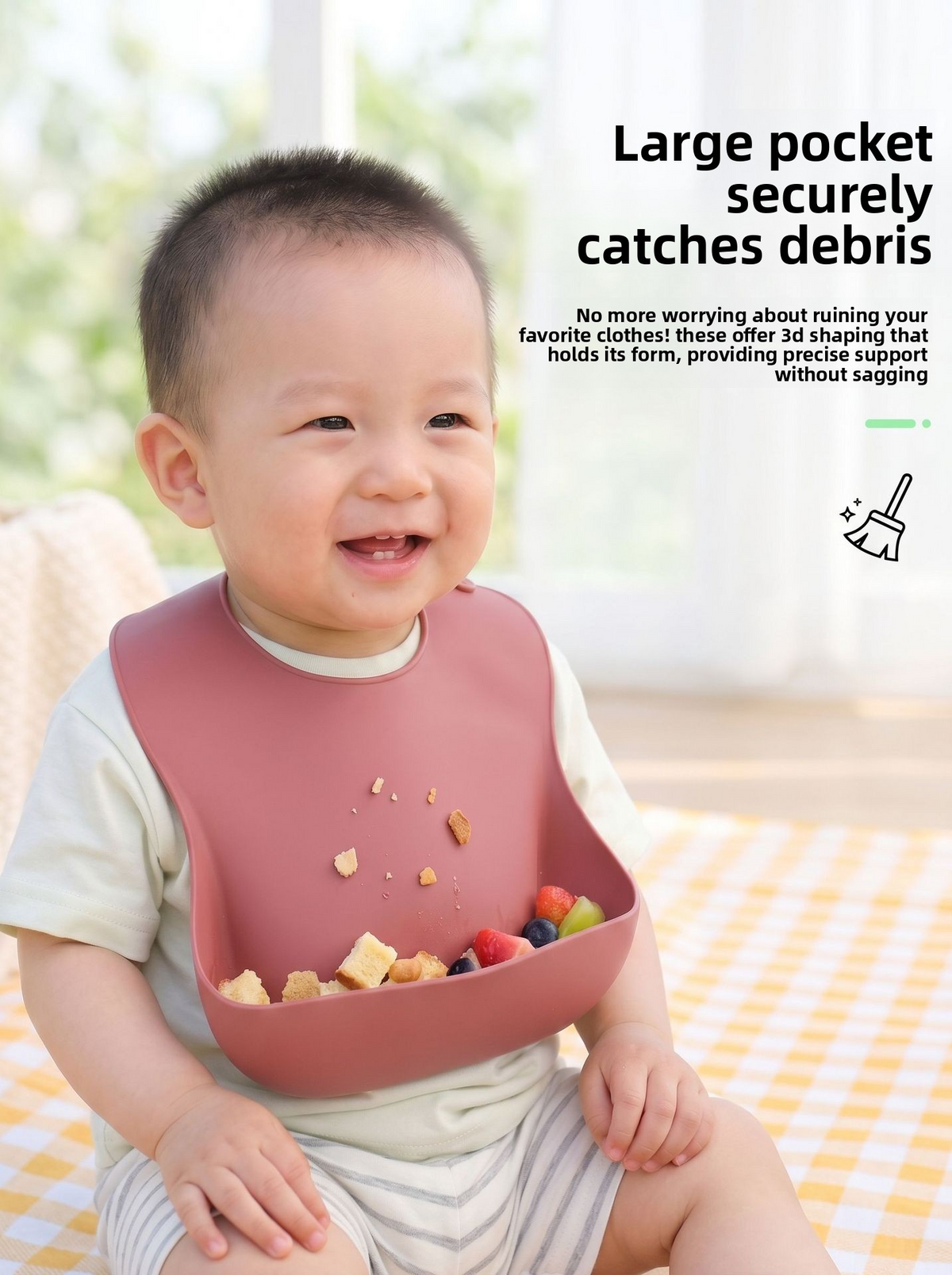 Baby Silicone Tableware Set 8‑Piece, Food‑Grade Infant Suction Tableware, Includes Bib & Spoon for Baby Food Supplement