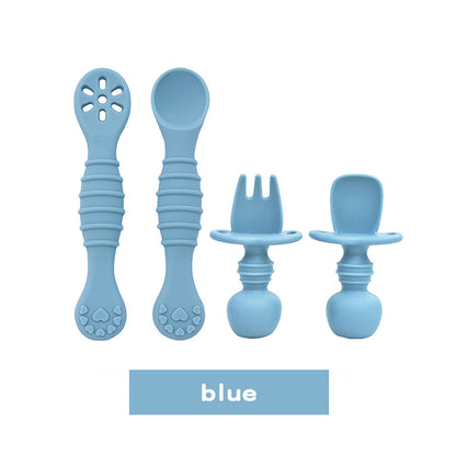 Cross-border Hot-selling Baby Spoons, Baby Food Supplement Tableware, Anti-choking Silicone Spoons & Forks for Feeding Liquid Food, In Stock Wholesale