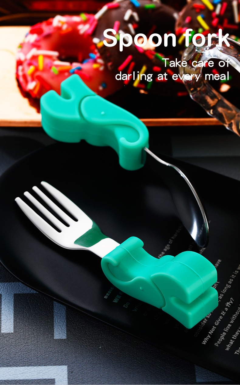 Short‑Handle 304 Stainless Steel Baby Spoon Fork Set, Boil‑Safe Toddler Utensils for Baby Food