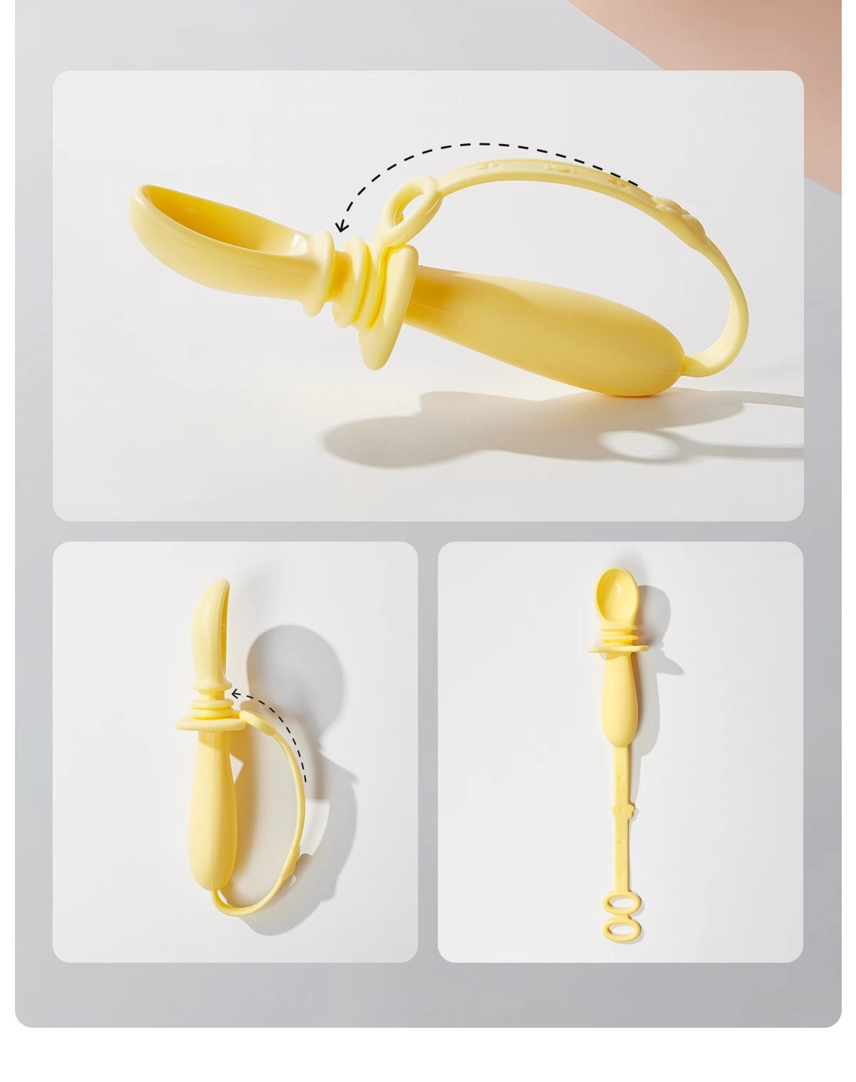 IKV Silicone Spoon, Soft Baby Spoon for Self-Feeding, All-in-One Toddler Spoon and Fork with Anti-Drop Design