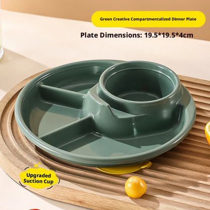 Wheat Straw Plastic Divided Plate, Unbreakable Kids Compartment Tray, Portable Separate Food Plate for Home Picnic