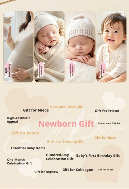 Food Grade Silicone Baby Tableware Gift Box for Newborn Full Moon 1st Birthday