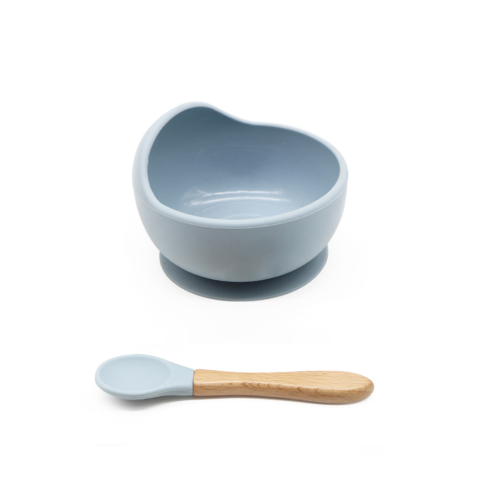 Baby Silicone Bowl & Spoon Set, Anti‑Drop Suction Training Feeding Set for Self‑Feeding