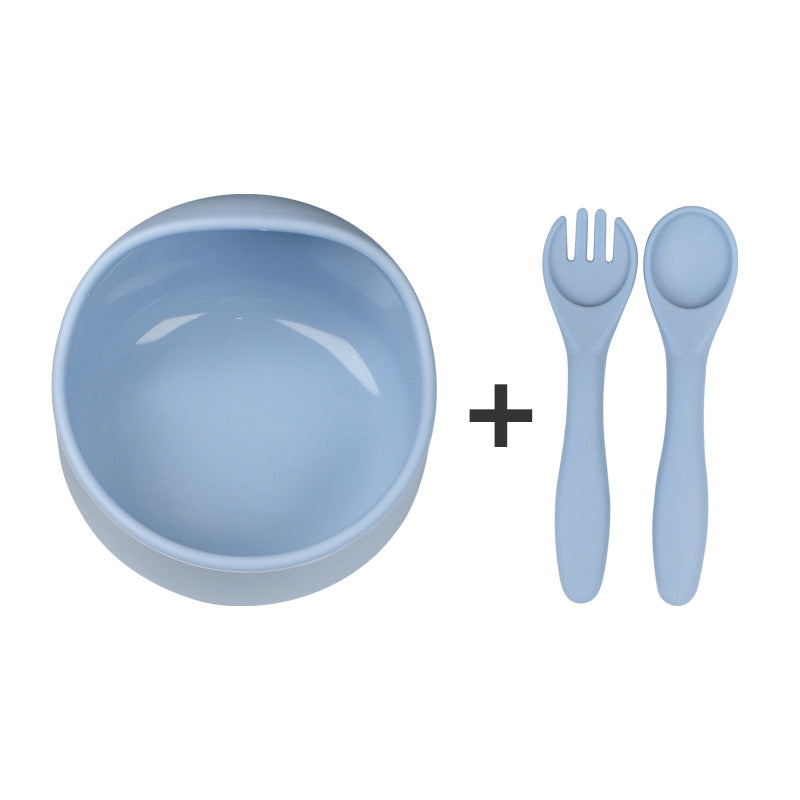 Large Snail-shaped Silicone Baby Bowl, Children Tableware Set including Anti-slip Suction Food Bowl, Baby Fork & Spoon and Silicone Plate