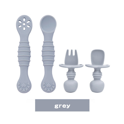 Cross-border Hot-selling Baby Spoons, Baby Food Supplement Tableware, Anti-choking Silicone Spoons & Forks for Feeding Liquid Food, In Stock Wholesale
