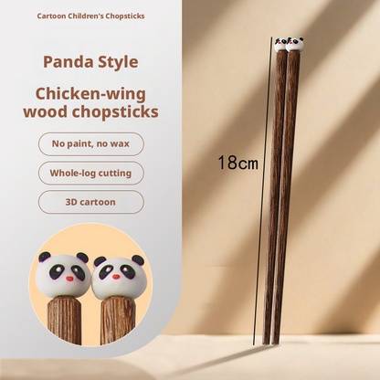 Cute Animal Wooden Kids Chopsticks, Non-toxic Unpainted Solid Wood Training Chopsticks for Toddlers, Children Learning Tableware