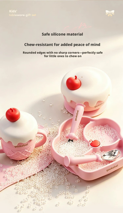 Food Grade Silicone Baby Tableware Gift Box for Newborn Full Moon 1st Birthday