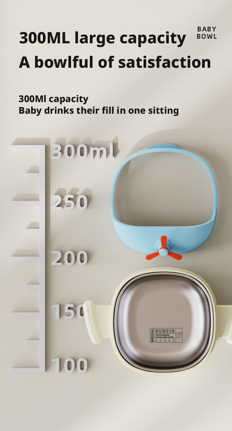 316 Stainless Steel Suction Baby Bowl, Shatterproof Toddler Self‑Feeding Tableware