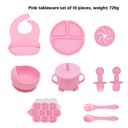 10‑Pcs Baby Silicone Feeding Tableware Complete Set