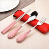 3‑Pcs Portable Travel Cutlery Set, Candy‑Color Ceramic Handle Stainless Steel Kids Spoon Fork Chopsticks Kit