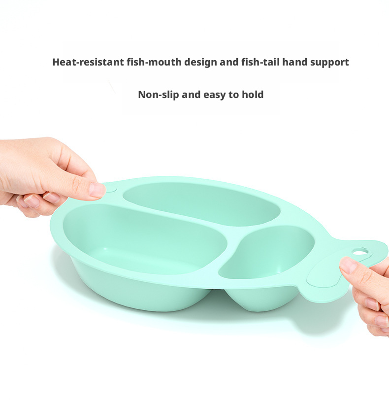 Fish‑Shaped Baby Divided Plate, Drop‑Resistant Creative Toddler Feeding Tableware