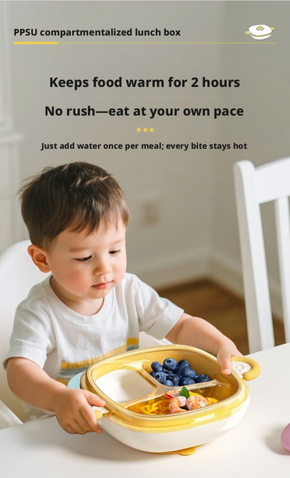 Baby Water‑Filled Insulated Plate, PPSU Divided Suction Toddler Plate for Self‑Feeding
