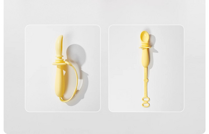 Baby Self‑Feeding Spoon, Integrated Anti‑Choke Silicone Utensil with Anti‑Drop Wrist Strap for Toddler Complementary Feeding