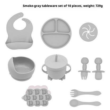 10‑Pcs Baby Silicone Feeding Tableware Complete Set