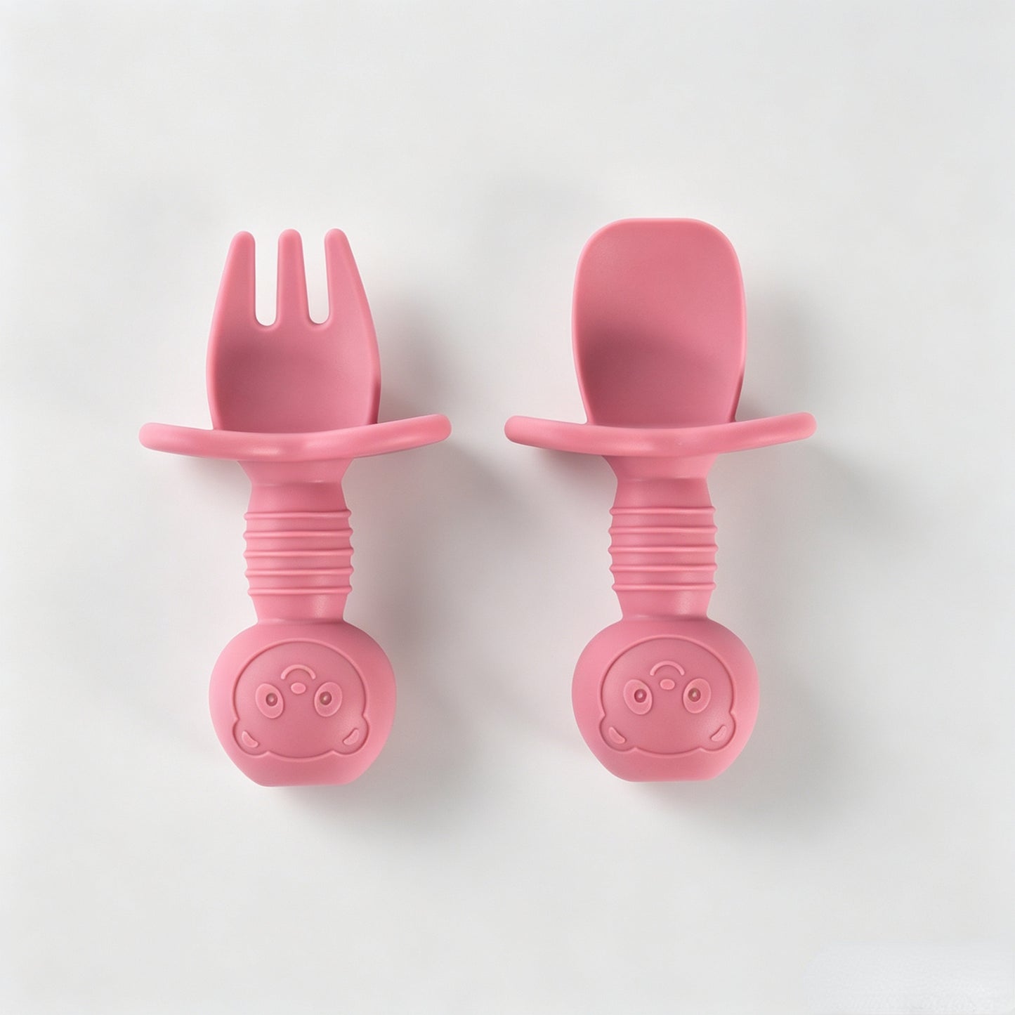 Silicone Bear-Themed Fork and Spoon Set for Toddlers – Training Utensils for Self-Feeding and Solid Foods