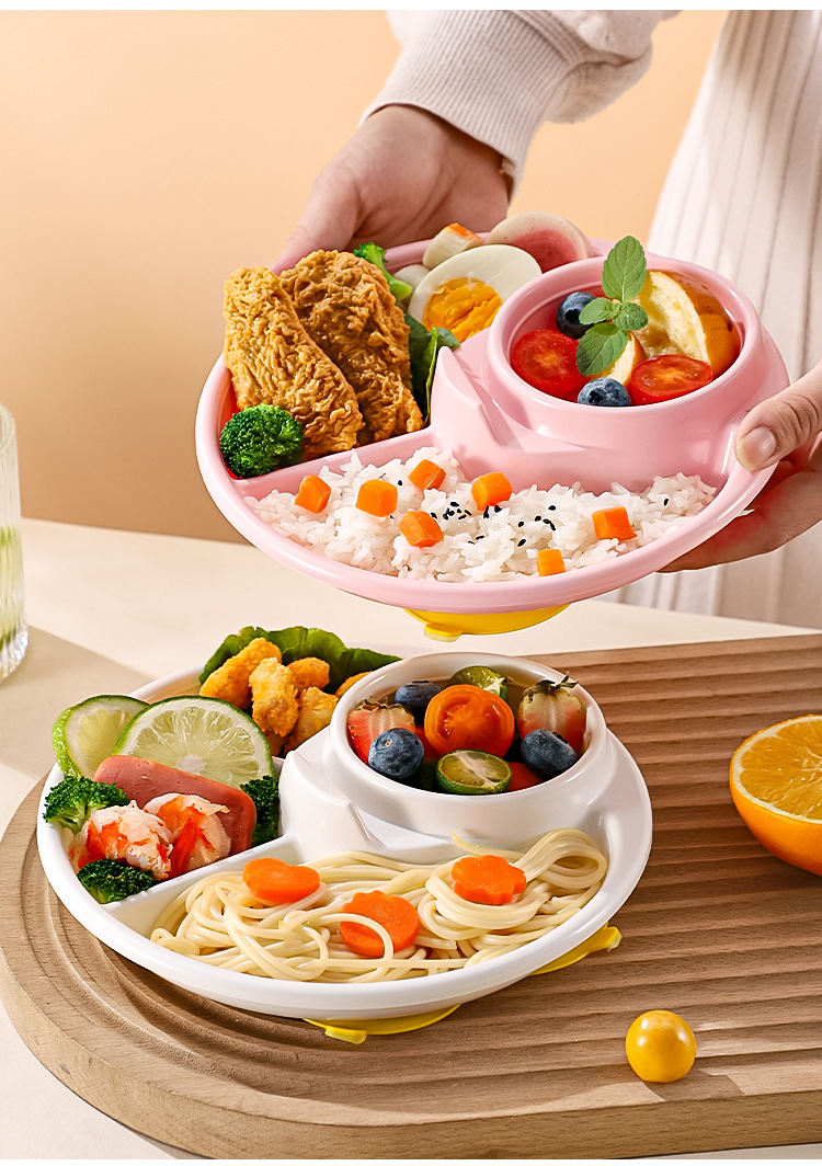 Wheat Straw Plastic Divided Plate, Unbreakable Kids Compartment Tray, Portable Separate Food Plate for Home Picnic