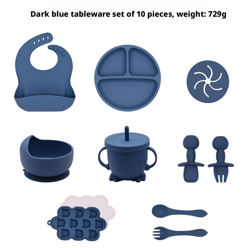 10‑Pcs Baby Silicone Feeding Tableware Complete Set