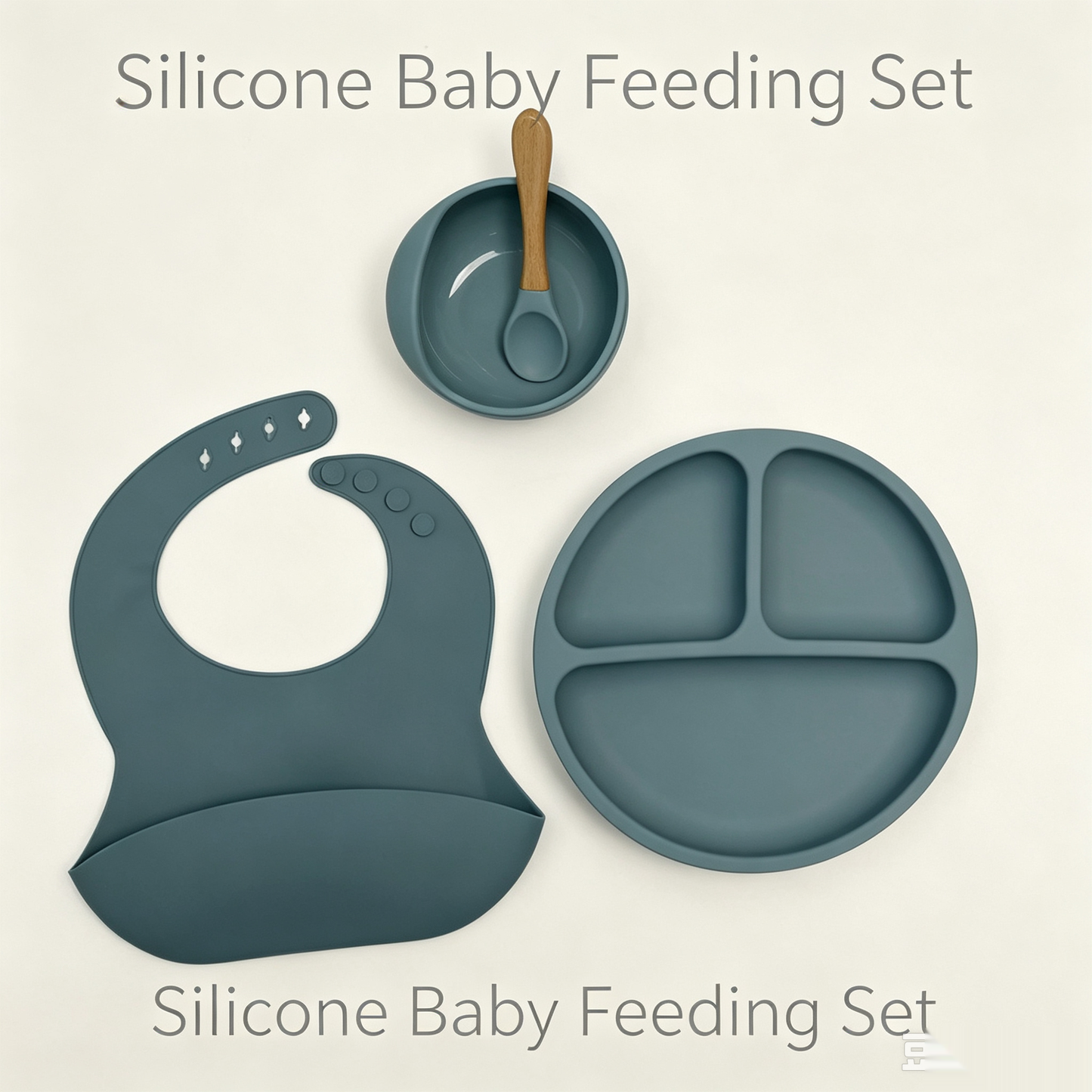 10-piece children's tableware feeding set, including baby complementary food bowl, dinner plate, spoon, fork, bib and silicone dinner plate.