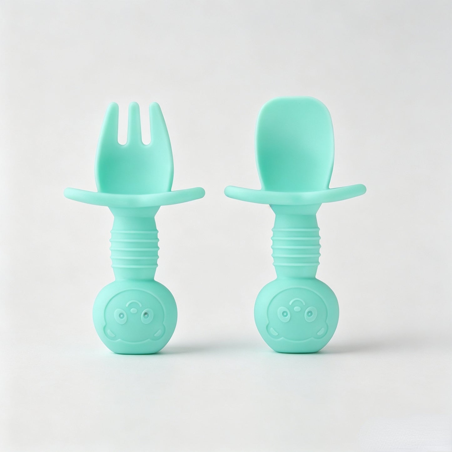 Silicone Bear-Themed Fork and Spoon Set for Toddlers – Training Utensils for Self-Feeding and Solid Foods