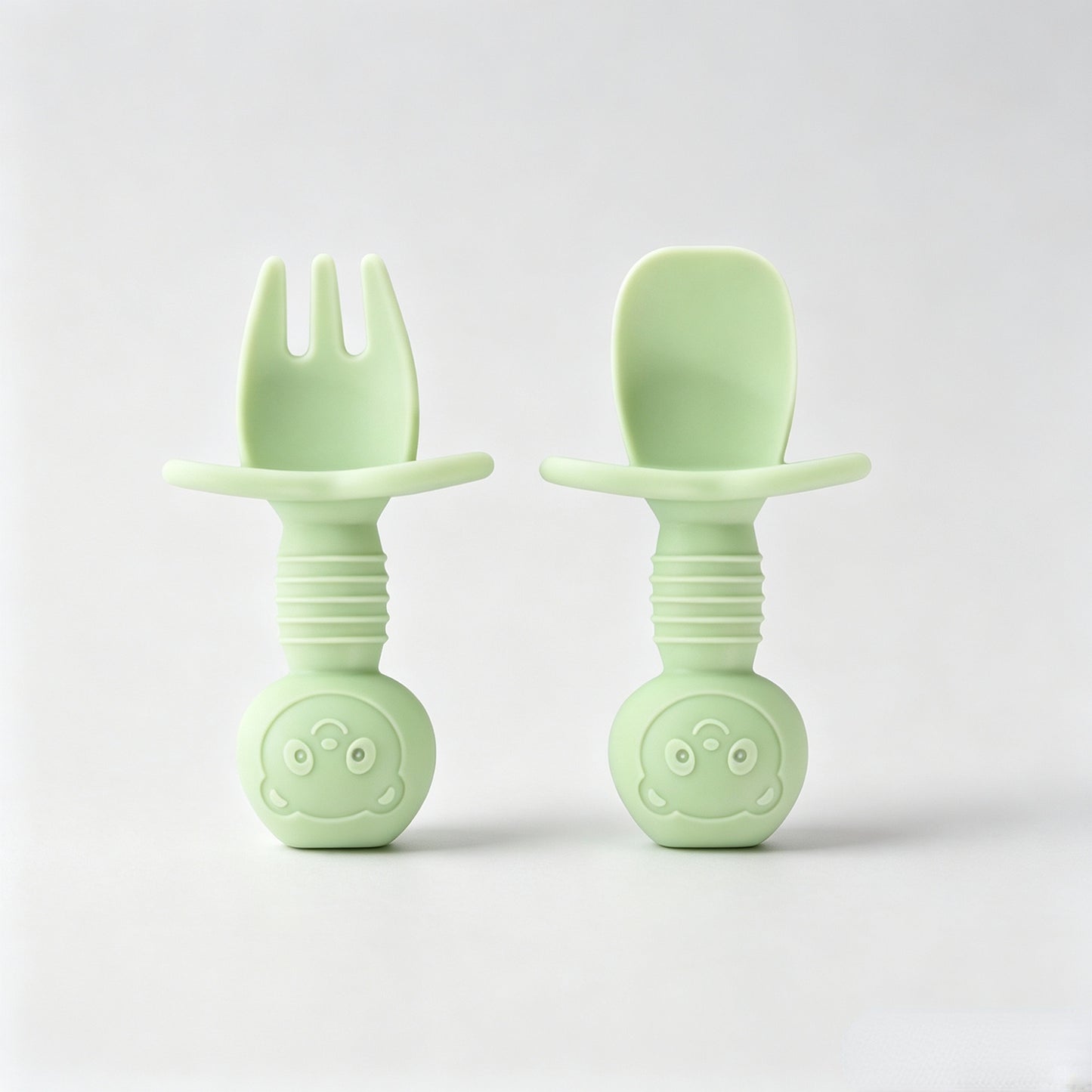 Silicone Bear-Themed Fork and Spoon Set for Toddlers – Training Utensils for Self-Feeding and Solid Foods