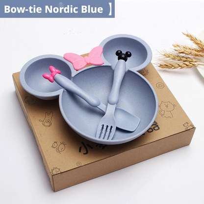 Wheat Straw Kids Tableware Set, Cute Baby Feeding Supplementary Food Plates, Bowls, Spoons and Forks, Small Gifts with Custom Logo Available
