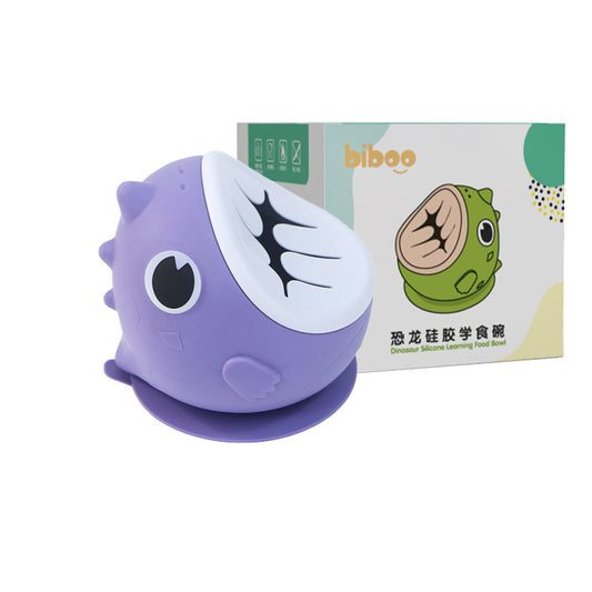 Food-Grade Dinosaur Silicone Bowl, Cartoon Baby Suction Feeding Bowl, Steamable & Boilable, Drop-Resistant Snack Bowl, Children Tableware