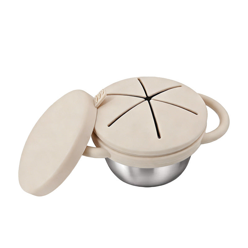 Food-grade Silicone Baby Food Bowl with Double Handles, Leak-proof, Special for Infants, Amazon Stainless Steel Children Feeding Tableware