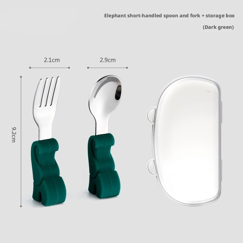 Short‑Handle 304 Stainless Steel Baby Spoon Fork Set, Boil‑Safe Toddler Utensils for Baby Food