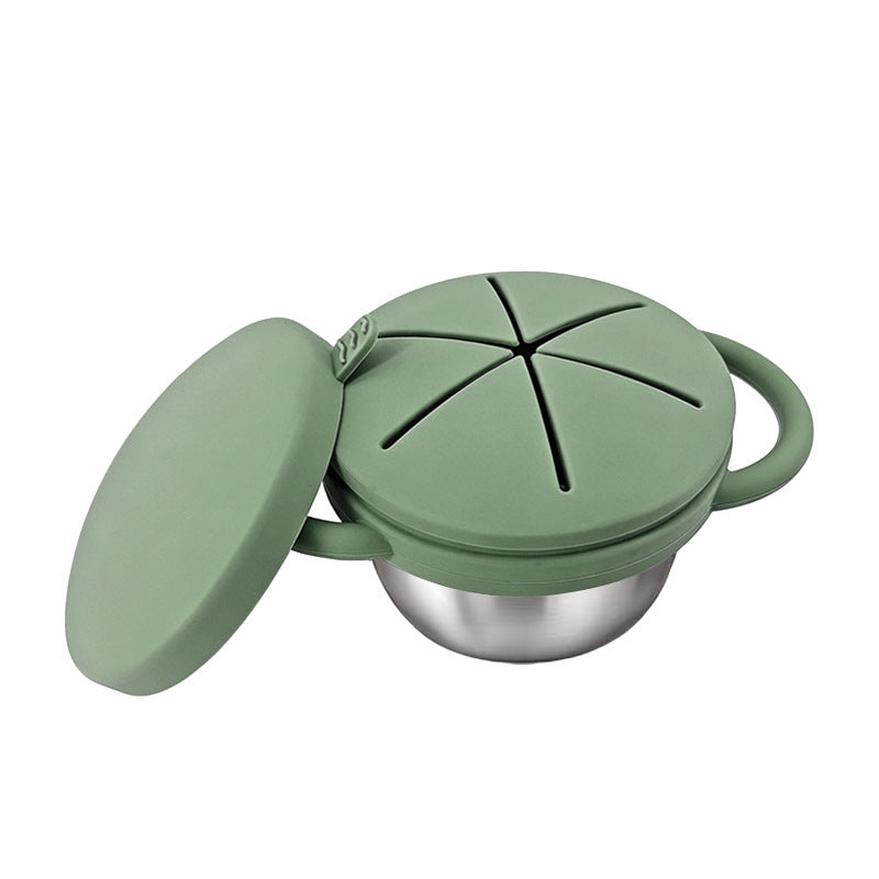 Food-grade Silicone Baby Food Bowl with Double Handles, Leak-proof, Special for Infants, Amazon Stainless Steel Children Feeding Tableware