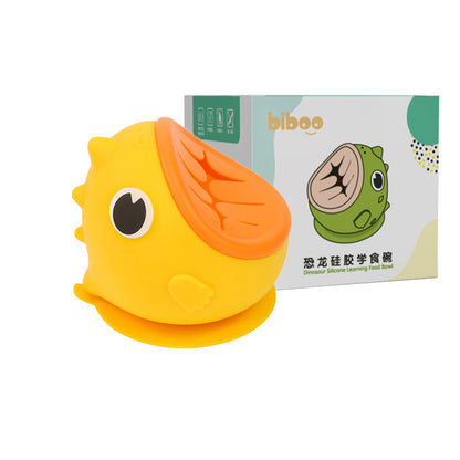 Food-Grade Dinosaur Silicone Bowl, Cartoon Baby Suction Feeding Bowl, Steamable & Boilable, Drop-Resistant Snack Bowl, Children Tableware