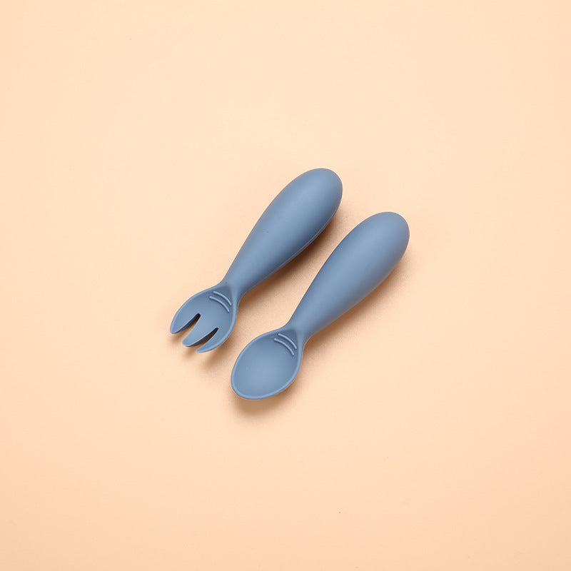 Cross-border Hot-selling Silicone Baby Soft Spoons, Food-grade Kids Fat-shaped Fork and Spoon for Complementary Feeding