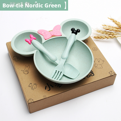 Wheat Straw Kids Tableware Set, Cute Baby Feeding Supplementary Food Plates, Bowls, Spoons and Forks, Small Gifts with Custom Logo Available