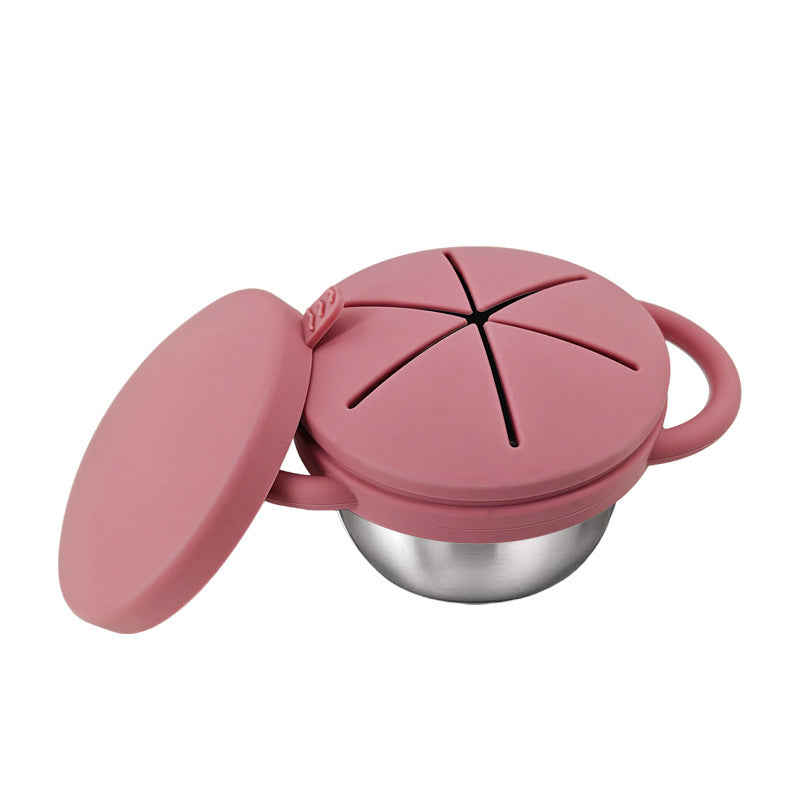 Food-grade Silicone Baby Food Bowl with Double Handles, Leak-proof, Special for Infants, Amazon Stainless Steel Children Feeding Tableware